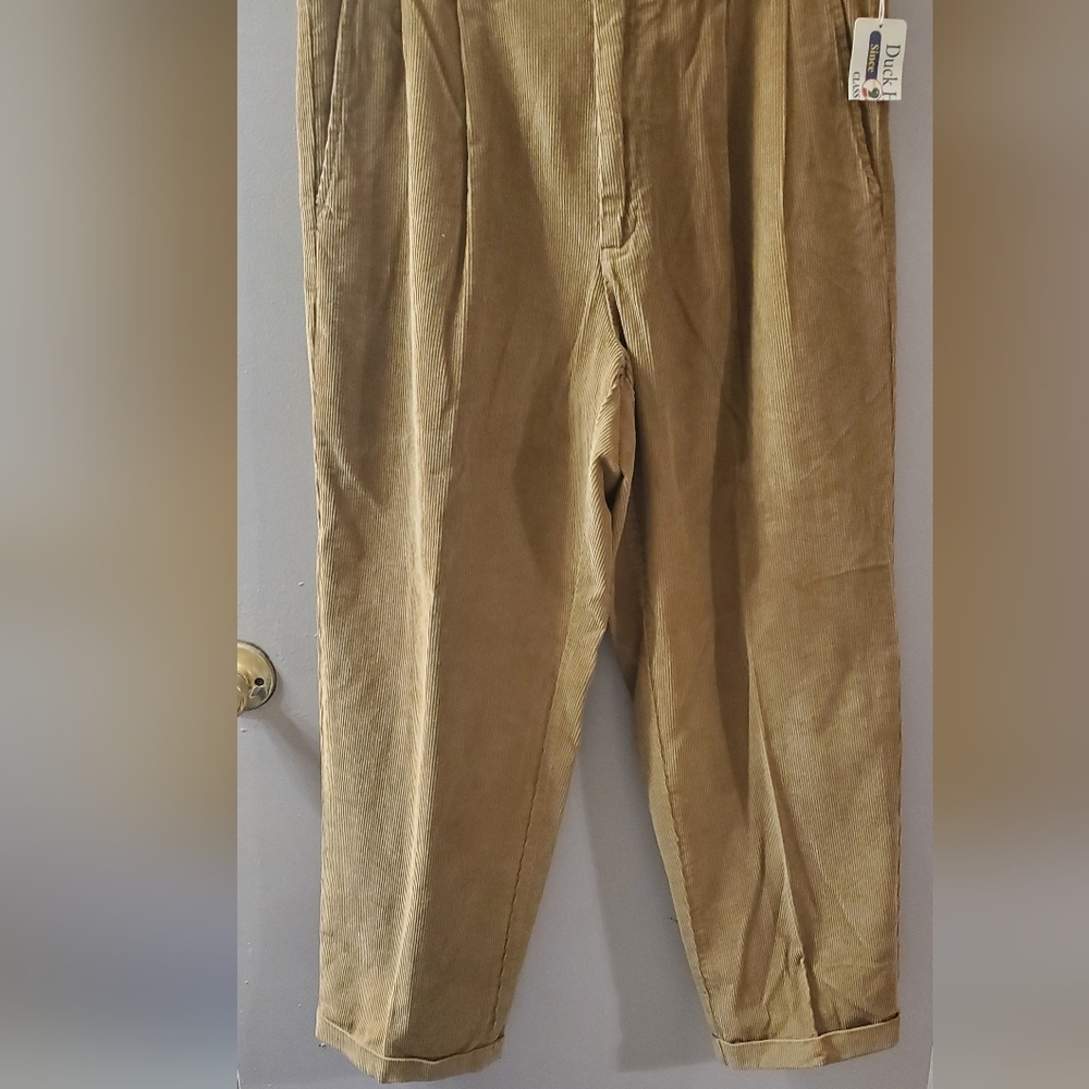 Duck Head Men's Corduroy Tan Pleated Pants With Cuffs. Sz 34x29